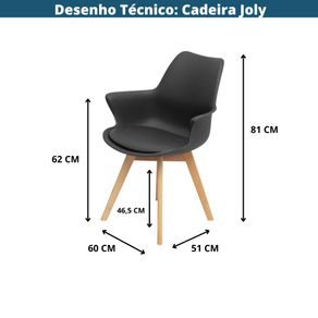 Cadeira com Bracos Joly Wood Or Design Assento Em Polipropileno Preto Base Madeira -7-